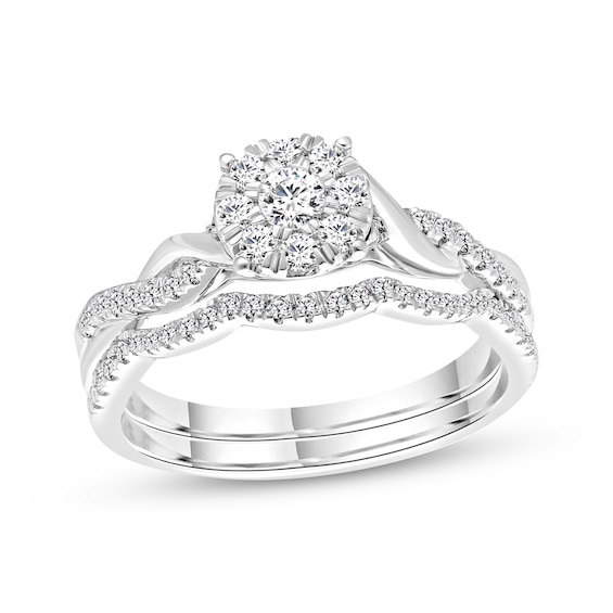 Previously Owned Multi-Diamond Bridal Set 1/2 ct tw 10K White Gold