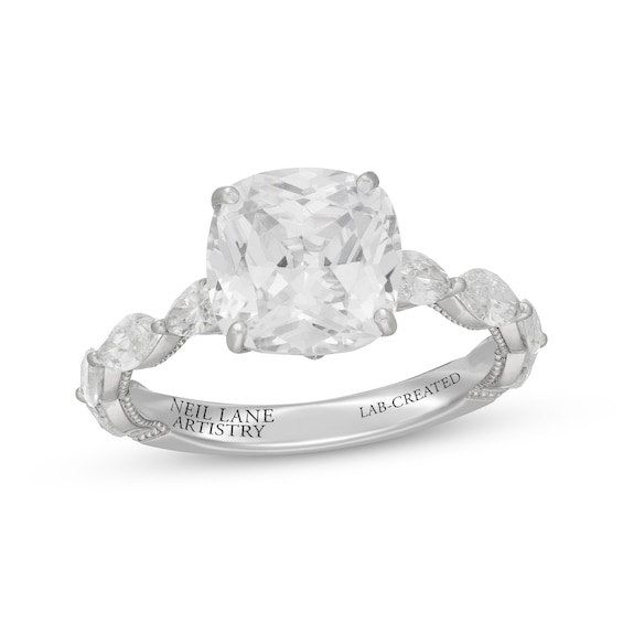 Previously Owned Neil Lane Artistry Cushion-Cut Lab-Grown Diamond Engagement Ring 5 ct tw 14K White Gold