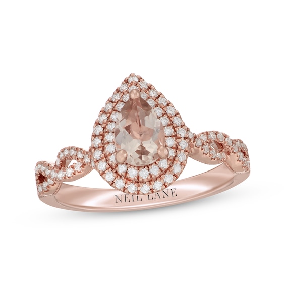 Previously Owned Neil Lane Pear-Shaped Morganite & Diamond Engagement Ring 3/8 ct tw 14K Rose Gold
