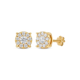 Previously Owned Diamond Halo Stud Earrings 1/4 ct tw 10K Yellow Gold