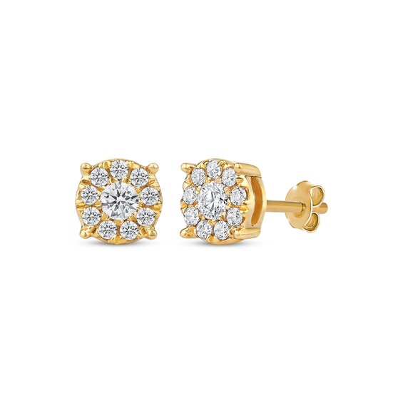 Previously Owned Diamond Halo Stud Earrings 1/4 ct tw 10K Yellow Gold