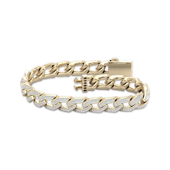 Previously Owned Men's Diamond Angled Curb Chain Bracelet 2 ct tw 10K Yellow Gold 8.5"