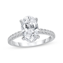 Previously Owned Lab-Grown Diamonds Oval-Cut Engagement Ring 3-1/2 ct tw 14K White Gold