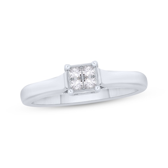 Previously Owned Princess-Cut Quad Diamond Promise Ring 1/4 ct tw 10K White Gold