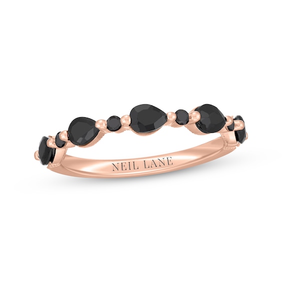 Previously Owned Neil Lane Pear-Shaped & Round-Cut Black Diamond Anniversary Ring 7/8 ct tw 14K Rose Gold