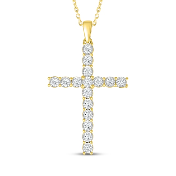 Previously Owned Diamond Cross Necklace 1/2 ct tw 10K Yellow Gold 18"