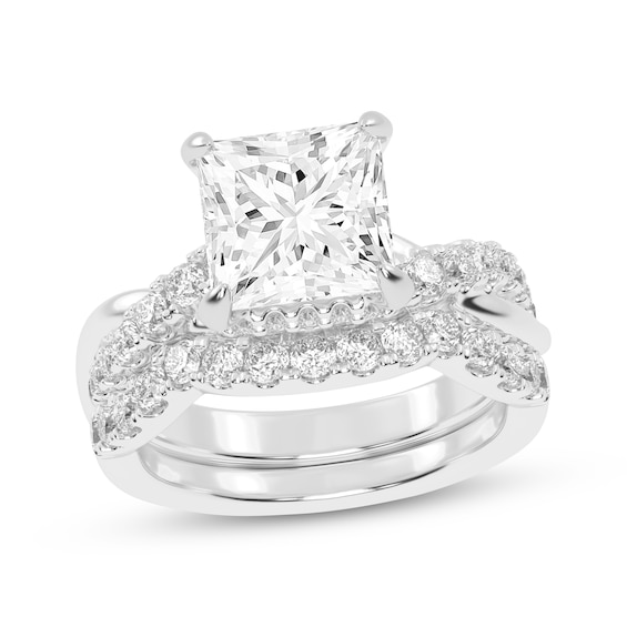 Previously Owned Lab-Grown Diamonds Princess-Cut Bridal Set 4 ct tw 14K White Gold