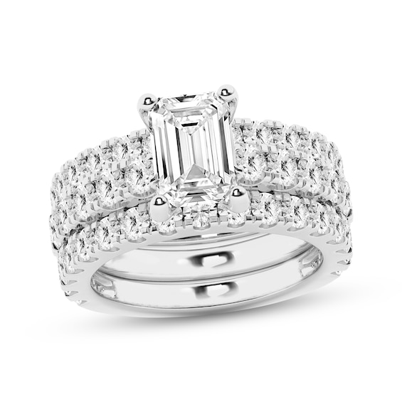 Previously Owned Lab-Grown Diamonds Emerald-Cut Bridal Set 5 ct tw 14K White Gold