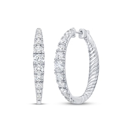 Previously Owned Lab-Grown Diamond Graduated Inside-Out Hoop Earrings 2 ct tw 10K White Gold
