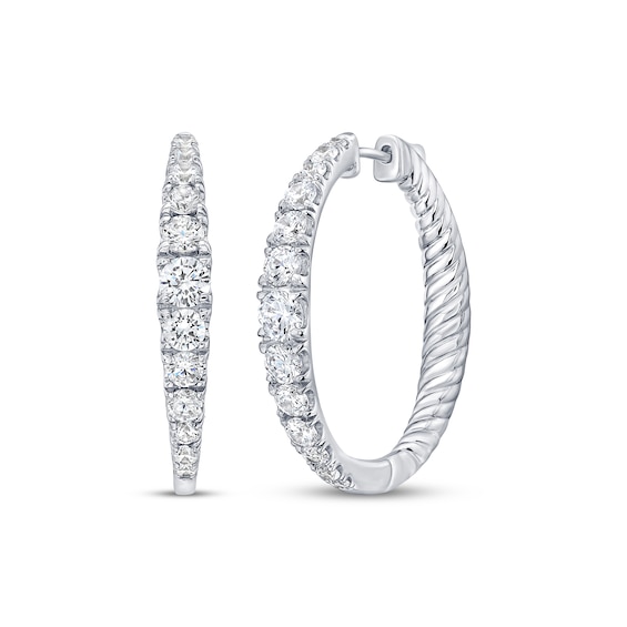 Previously Owned Lab-Grown Diamond Graduated Inside-Out Hoop Earrings 2 ct tw 10K White Gold