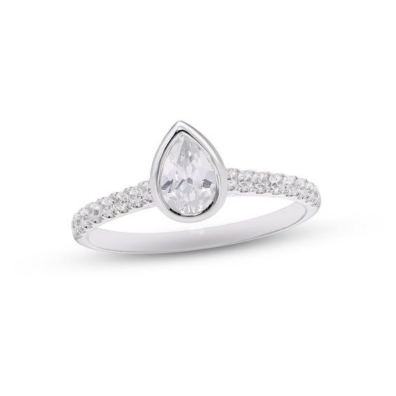 Previously Owned Diamond Solitaire Engagement Ring 3/4 ct tw Pear & Round-Cut 14K White Gold