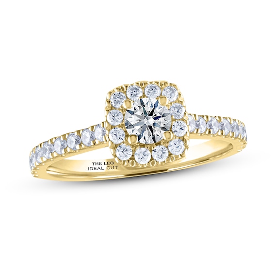 Previously Owned THE LEO Ideal Cut Diamond Engagement Ring 3/4 ct tw 14K Yellow Gold