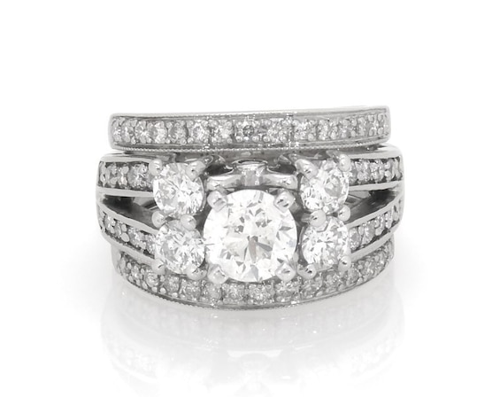 Previously Owned Round-Cut Diamond Bridal Set 1-7/8 ct tw 14K White Gold Size 4.5