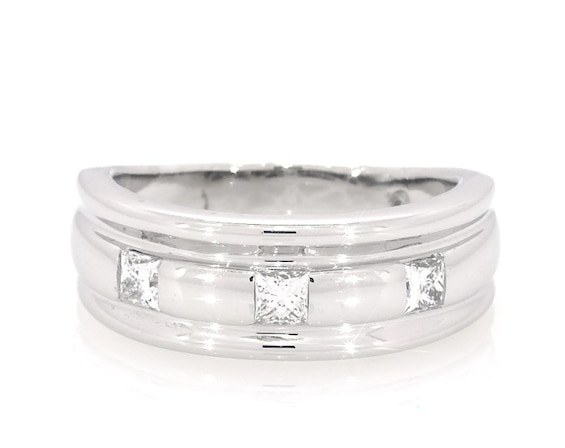 Previously Owned Men's THE LEO Diamond Band 1/2 ct tw Square-cut 14K White Gold