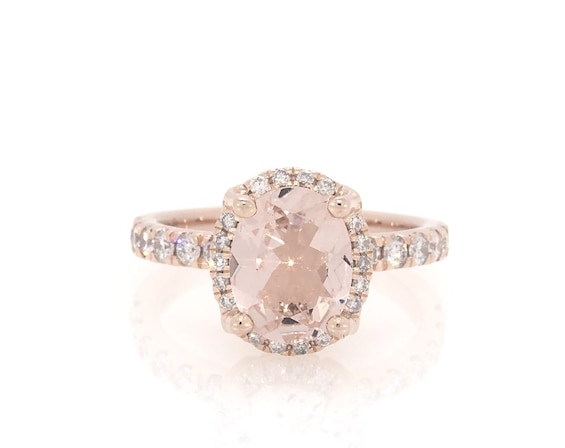 Previously Owned Morganite Engagement Ring 1/2 ct tw Round-cut Diamonds 14K Rose Gold