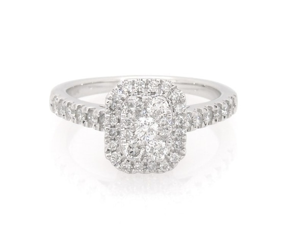 Previously Owned Multi-Diamond Center Octagon Frame Engagement Ring 1/2 ct tw 10K White Gold