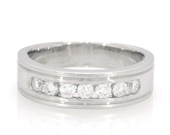 Previously Owned Men's THE LEO First Light Diamond Wedding Band 3/4 ct tw 14K White Gold
