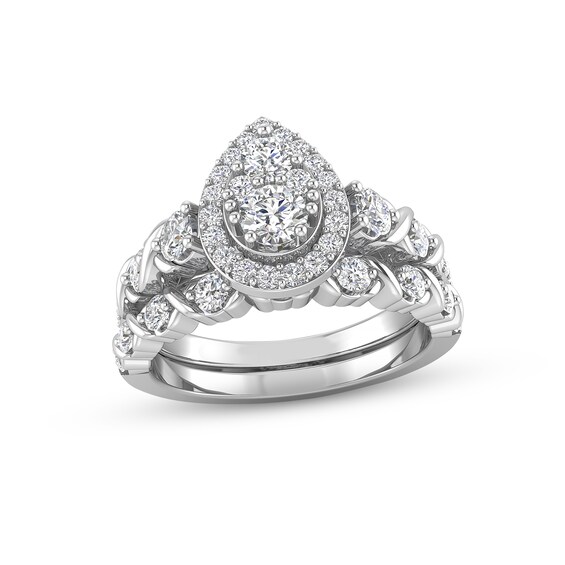 Previously Owned XO from KAY Multi-Diamond Center Bridal Set 5/8 ct tw Round-cut 14K White Gold