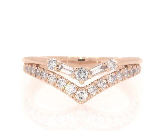 Previously Owned Diamond Two-Row Chevron Ring 1/3 ct tw 14K Rose Gold