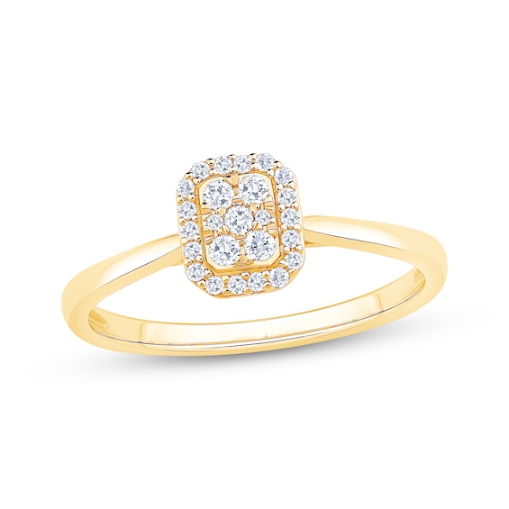 Previously Owned Diamond Cushion Halo Promise Ring 1/6 ct tw 10K Yellow Gold