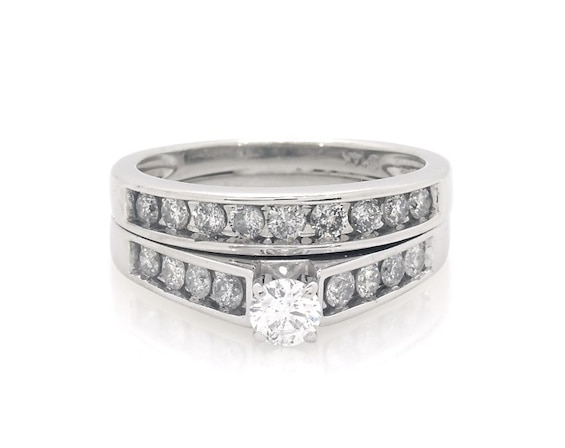 Previously Owned Round-Cut Diamond Bridal Set 1 ct tw 14K White Gold Size 7