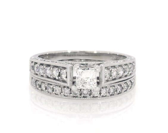 Previously Owned Princess-Cut Diamond Bridal Set 7/8 ct tw 14K White Gold 6.75