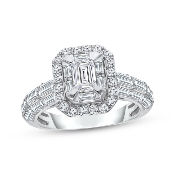 Previously Owned Lab-Grown Diamonds Emerald-Cut Engagement Ring 2 ct tw 14K White Gold