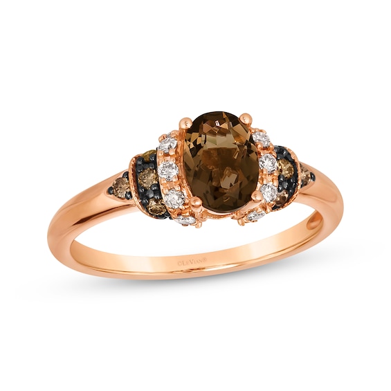 Previously Owned Le Vian Chocolate Quartz Ring 1/5 ct tw Diamonds 14K Strawberry Gold