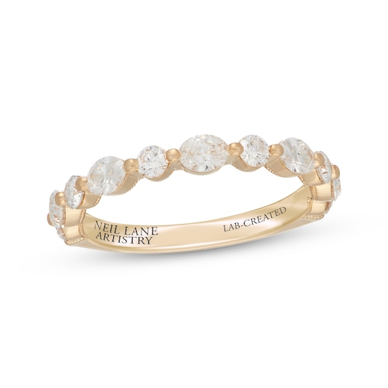Previously Owned Neil Lane Artistry Oval & Round-Cut Lab-Grown Diamond Anniversary Ring 1 ct tw 14K Yellow Gold