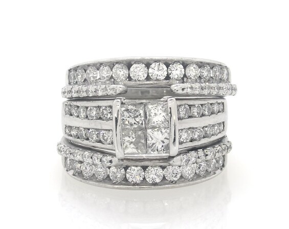 Previously Owned Princess-Cut Quad Diamond Bridal Set 1-7/8 ct tw 14K White Gold Size 7