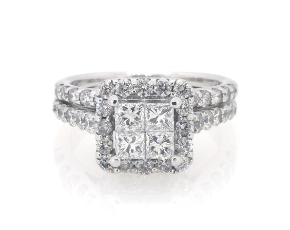 Previously Owned Princess-Cut Diamond Quad Bridal Set 1-3/4 ct tw 14K White Gold Size 6.75
