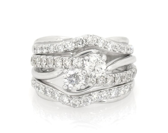 Previously Owned Round-Cut Diamond Bridal Set 2-1/3 ct tw 14K White Gold Size 7.75