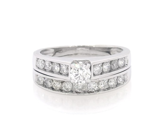 Previously Owned Round-Cut Diamond Bridal Set 1 ct tw 14K White Gold Size 9