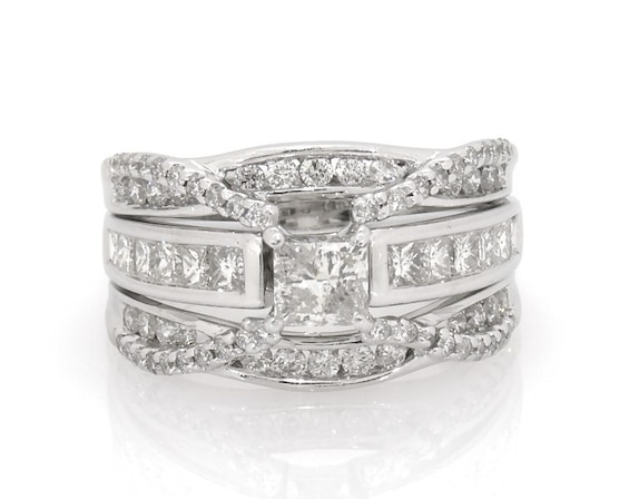 Previously Owned Princess-Cut Diamond Bridal Set 1-7/8 ct tw 14K White Gold Size 7.5