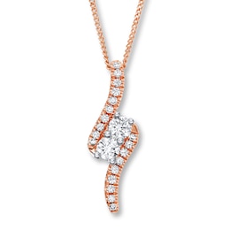 Previously Owned Ever Us Two-Stone Necklace 3/4 ct tw Diamonds 14K Rose Gold