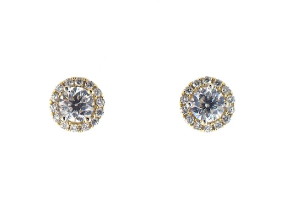 Previously Owned THE LEO Diamond Earrings 1-1/2 ct tw Round-cut 14K White Gold