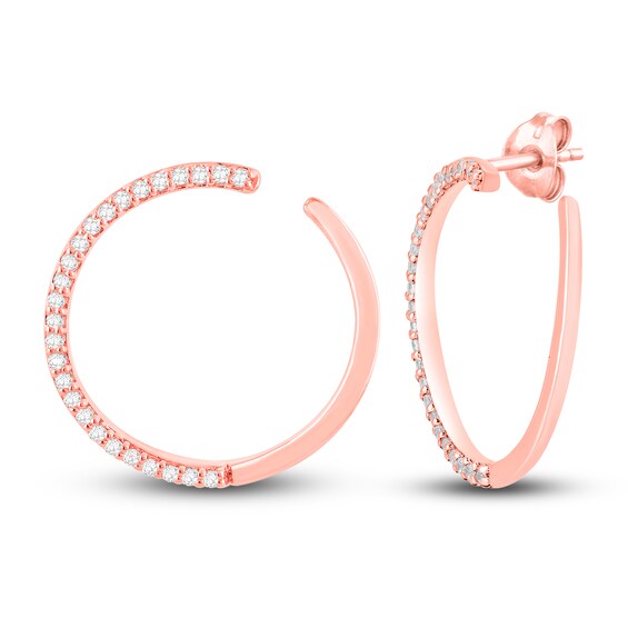 Previously Owned Diamond Hoop Earrings 1/3 ct tw Round-Cut 14K Rose Gold