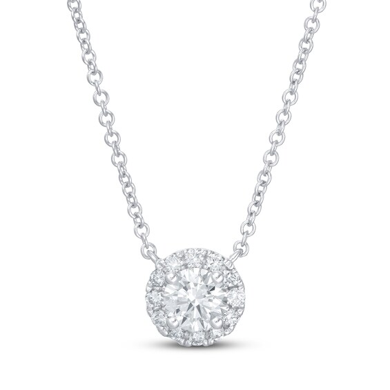 Previously Owned KAY Lab-Grown Diamonds Necklace 1/2 ct tw 14K White Gold 19" (F/SI2)