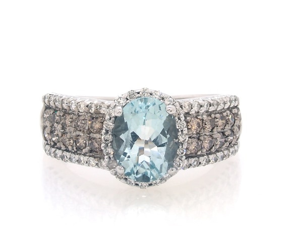 Previously Owned Le Vian Aquamarine Ring 1/2 ct tw Diamonds 14K Vanilla Gold
