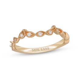 Previously Owned Neil Lane Diamond Milgrain Twist Contour Wedding Band 1/8 ct tw 14K Yellow Gold