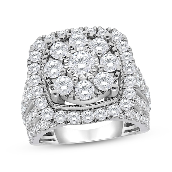 Previously Owned Multi-Diamond Halo Engagement Ring 4 ct tw 10K White Gold