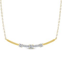 Previously Owned Memories Moments Magic Lab-Grown Diamond Smile Necklace 1/2 ct tw 14K Yellow Gold 19.5"