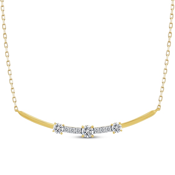 Previously Owned Memories Moments Magic Lab-Grown Diamond Smile Necklace 1/2 ct tw 14K Yellow Gold 19.5"