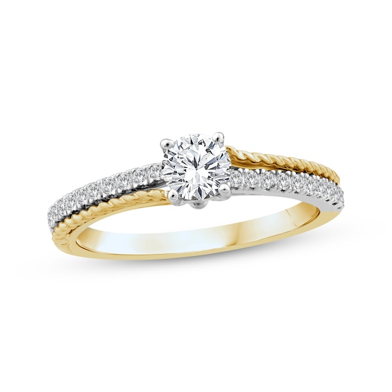 Previously Owned Threads of Love Round-Cut Diamond Engagement Ring 5/8 ct tw 14K Two-Tone Gold