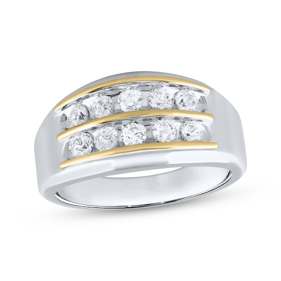 Previously Owned Men's Diamond Two-Row Wedding Band 1 ct tw 10K Two-Tone Gold
