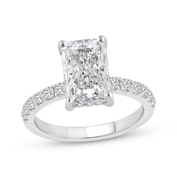 Previously Owned Lab-Grown Diamonds Radiant-Cut Engagement Ring 3-1/2 ct tw 14K White Gold