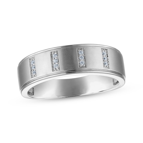 Previously Owned Men's Diamond Trios Wedding Band 1/20 ct tw 10K White Gold