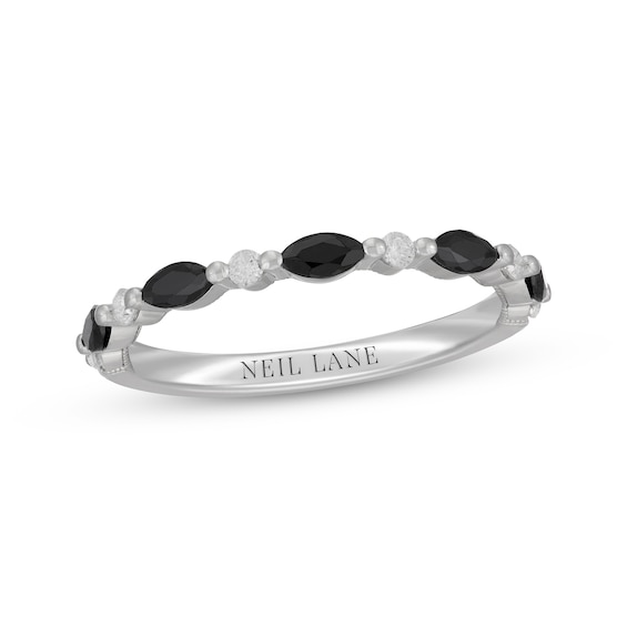 Previously Owned Neil Lane Marquise-Cut Black Diamond & Round-Cut White Diamond Anniversary Ring 1/2 ct tw 14K White Gold