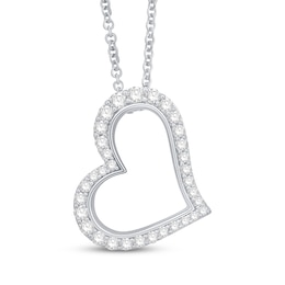 Previously Owned KAY Lab-Grown Diamonds Tilted Heart Necklace 1 ct tw 10K White Gold