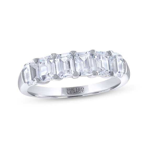 Previously Owned THE LEO Legacy Lab-Grown Diamond Emerald-Cut Anniversary Ring 2 ct tw 14K White Gold